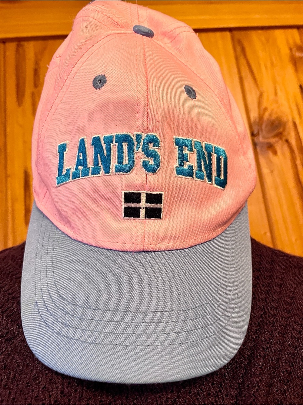 Lands' End Pink and Light Blue Kids' Baseball Cap